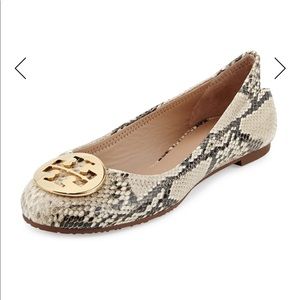 Tory Burch Reva Snake-Print Ballerina Flat